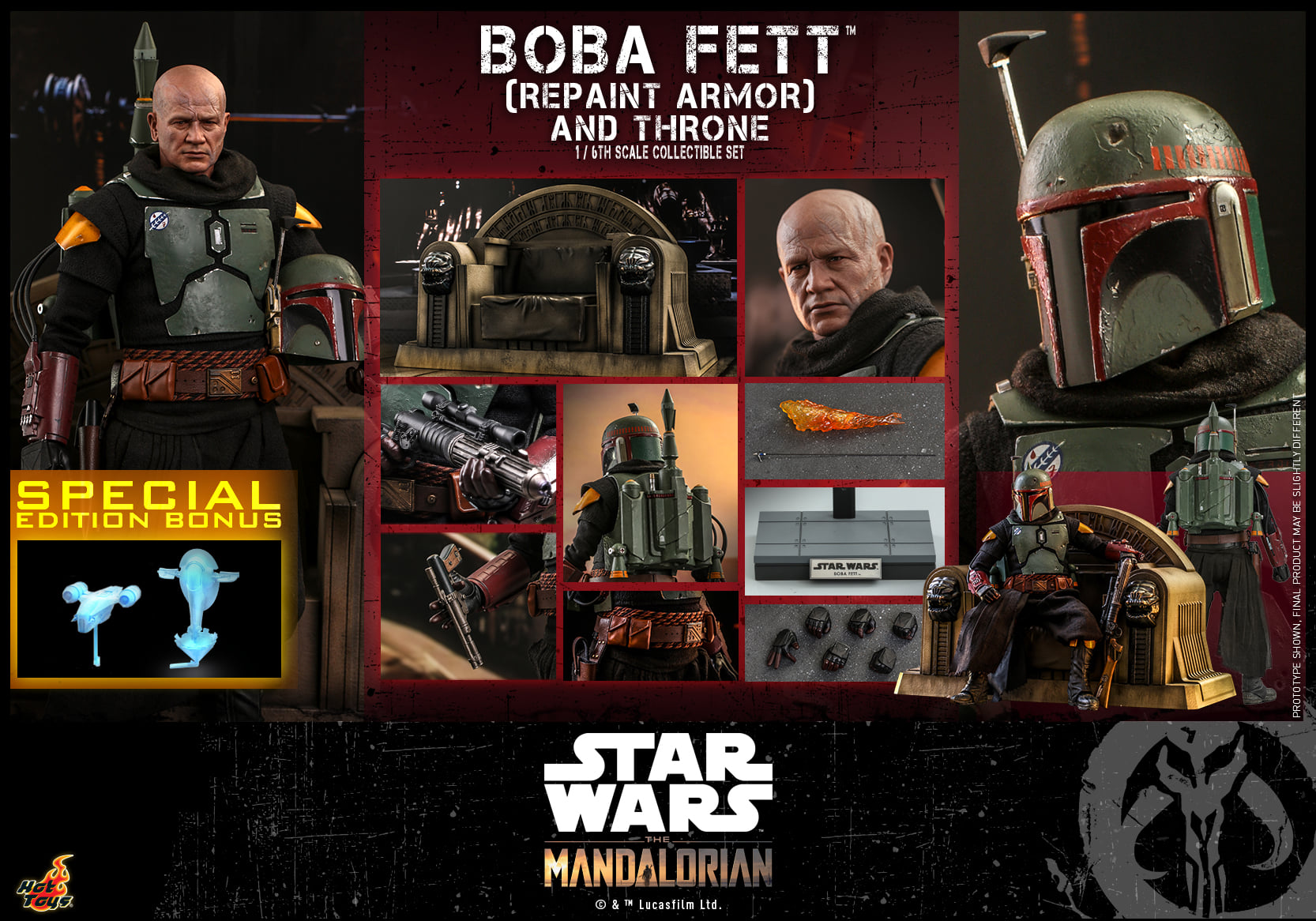 Hot Toys TMS056 1/6 Star Wars: The Mandalorian™ - Boba Fett (Repaint Armor) and Throne