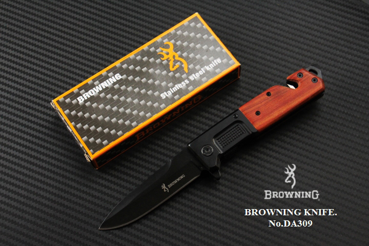 มีดพับ BROWNING DA309 Stainless Steel มีดSurvival Knife ด้ามไม้