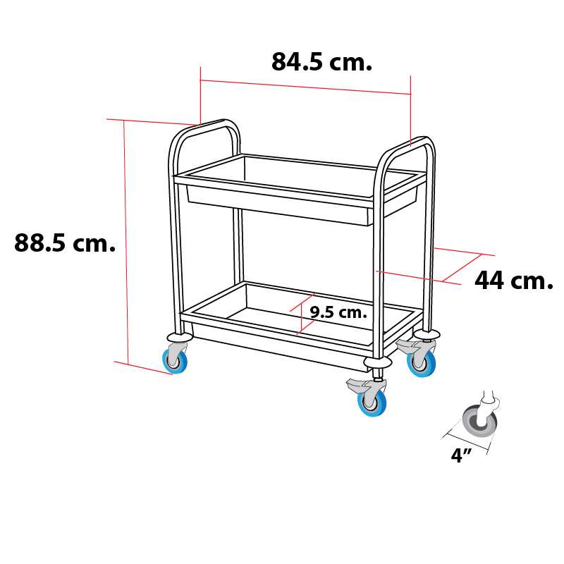 Stainless steel Collection cart Double handles 1401-070