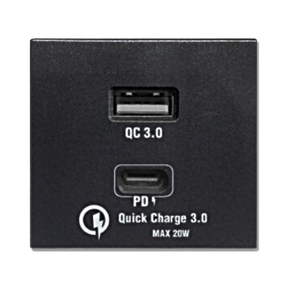 NANO เต้ารับ USB ชาร์จเร็ว 3.0+PD 20W USB Type A+Type C ขนาด 2 ช่อง Urban series สีดำ รุ่น UR-USB03B