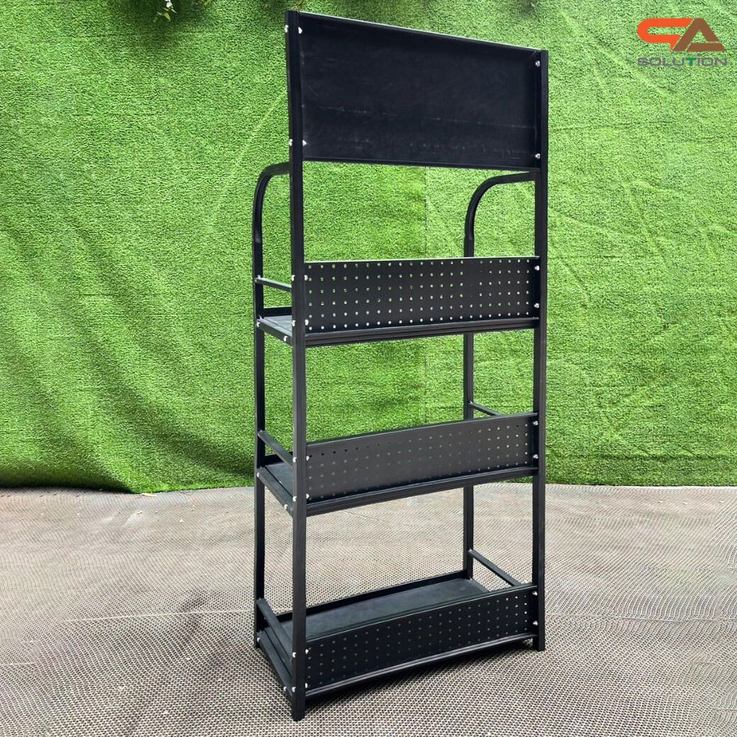 ชั้นวางสินค้าเหล็ก 3 ชั้น สีดำ ขนาด (W)60 x (D)30 x (H)150 ซม. ถอดประกอบได้