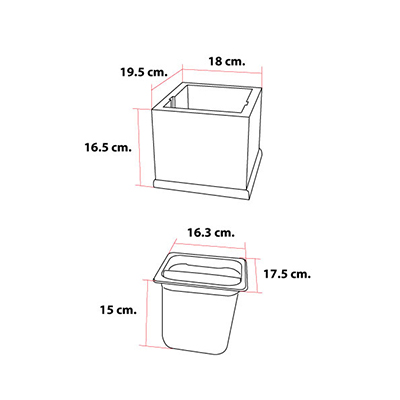 อ่างเคาะกากกาแฟ +กล่องไม้ตั้งอ่างเคาะกาก สูง 16.5 (ตัวใหญ่)