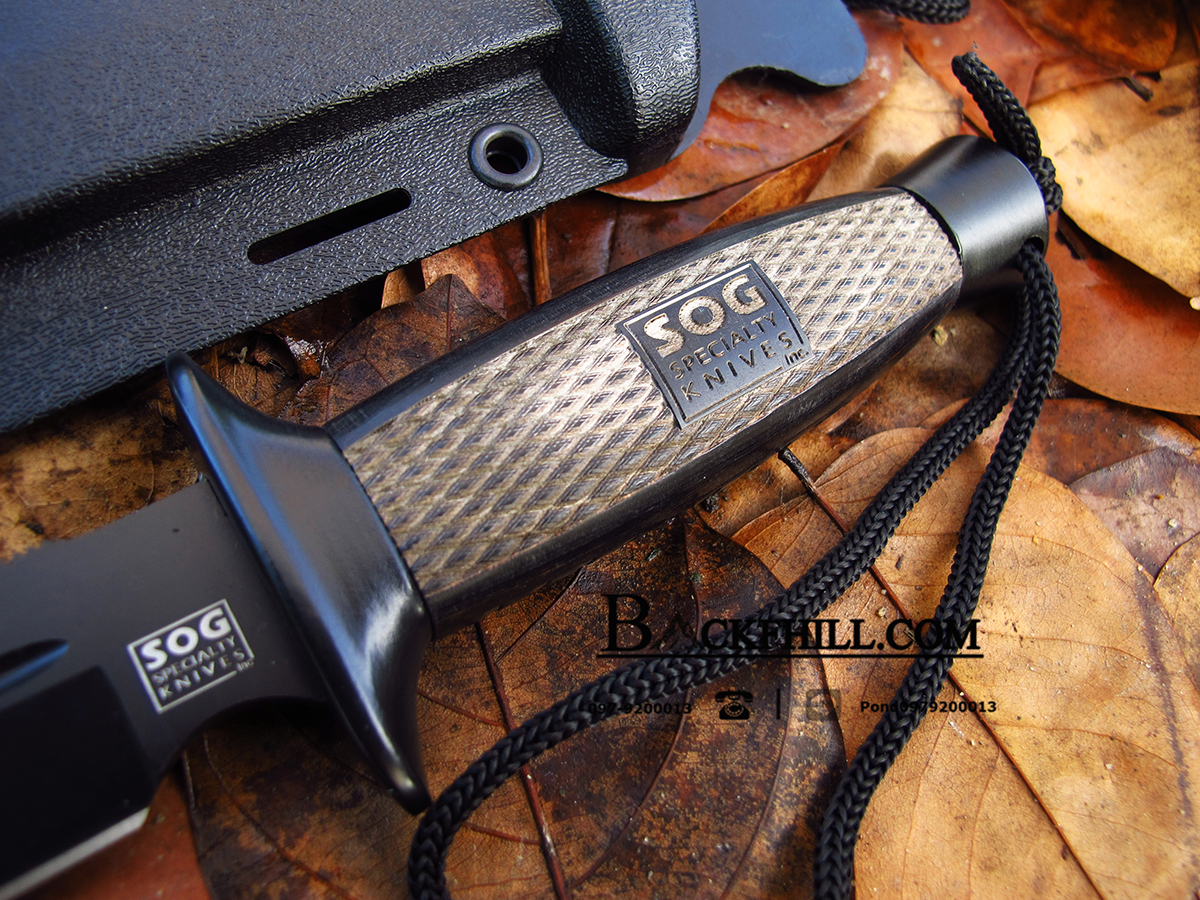 มีดโบวี่ SOG Bowie Knife ด้ามไม้บากลายสุดงาม พร้อมซองมีดพกพา