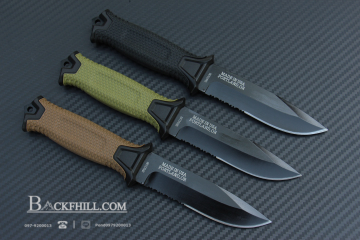 มีดใบตายสายลุย Gerber Strong Arm Semi Serrated Fixed Blade OEM สีน้ำตาล