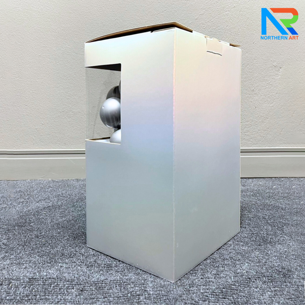 เกมส์หมุนบอล จับรางวัล ตั้งโต๊ะ กล่องสีเทา ขนาด 24.5 x 19.5 x 36.5 cm. พร้อมลูกบอลใส่ฉลาดขนาด 55 มม.จำนวน 30 ลูก