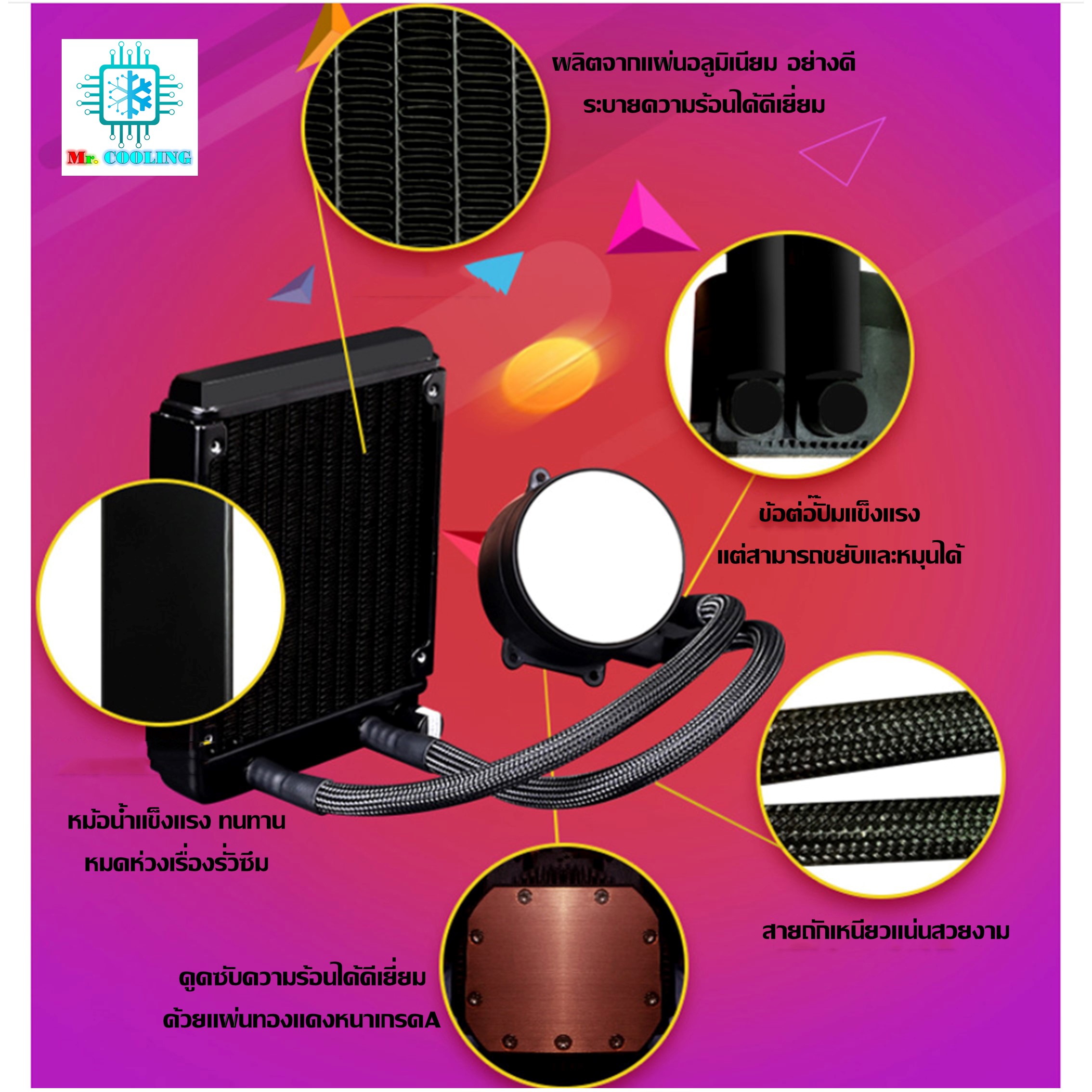 ชุดน้ำระบบปิด1ตอน ไฟRGB ระบายความร้อนCPU, CPU Water Cooling 240 RGB [Coolman120]