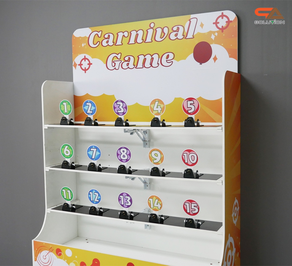 เกมส์ CARNIVAL GAME ยิงเป้าเหล็กกลม ขนาด (W) 90 x (L)50 x (H)176 cm. พร้อมเป้าเหล็กกลม 15 อัน ปืนกระสุนโฟม 2 ชุด