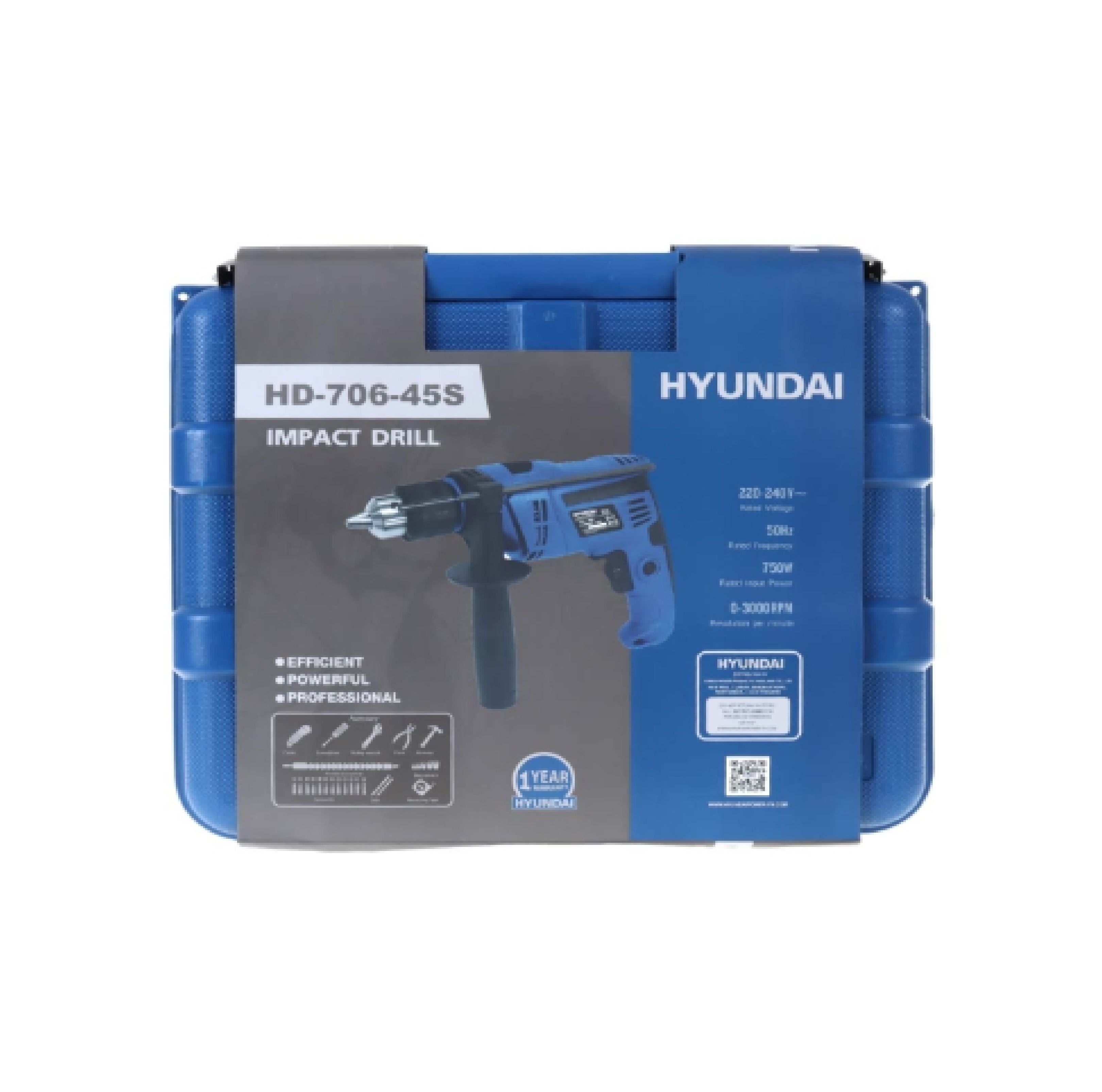 HYUNDAI ชุดสว่านกระแทก 1/2 นิ้ว 750 วัตต์ รุ่น HD706-45S