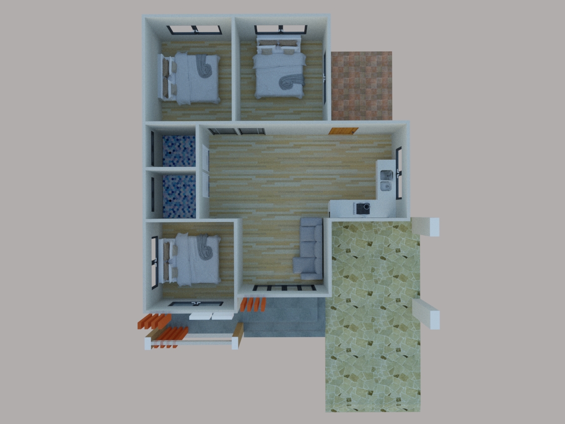 บ้านเดี่ยวชั้นเดียว ทรงโมเดิร์น