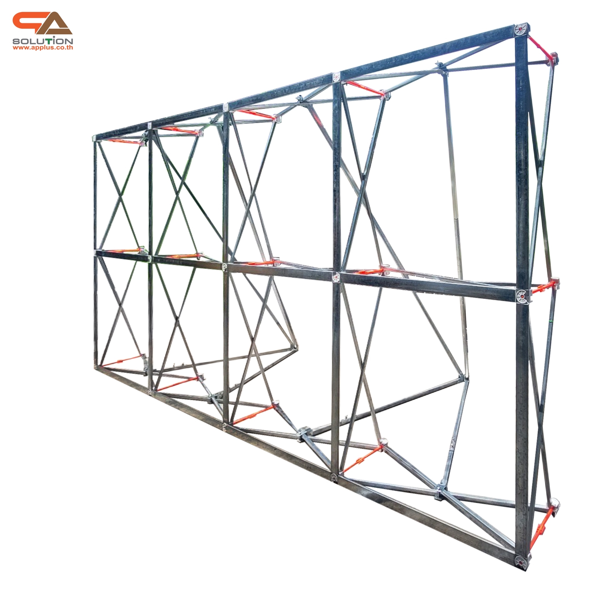 VINYL BACKDROP OUTDOOR แบคดรอปไวนิล รุ่น 2x4 ขนาด (W)400 x (H)200 cm. โครงอะลูมิเนียมพร้อมขาค้ำยัน ถอดประกอบได้ เหมาะกับงานภายนอกอาคาร