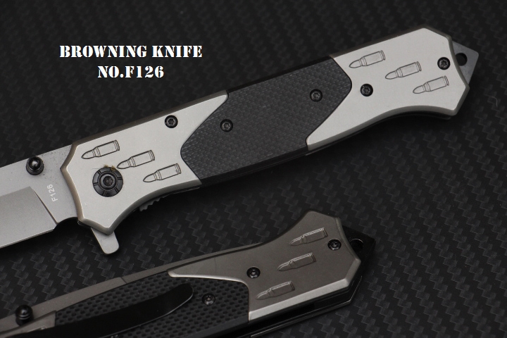 มีดพับ BROWNING F126 ใบมีดปลายแหลม 5Cr15mov ด้ามจับ G10 แท้สีดำด้าน