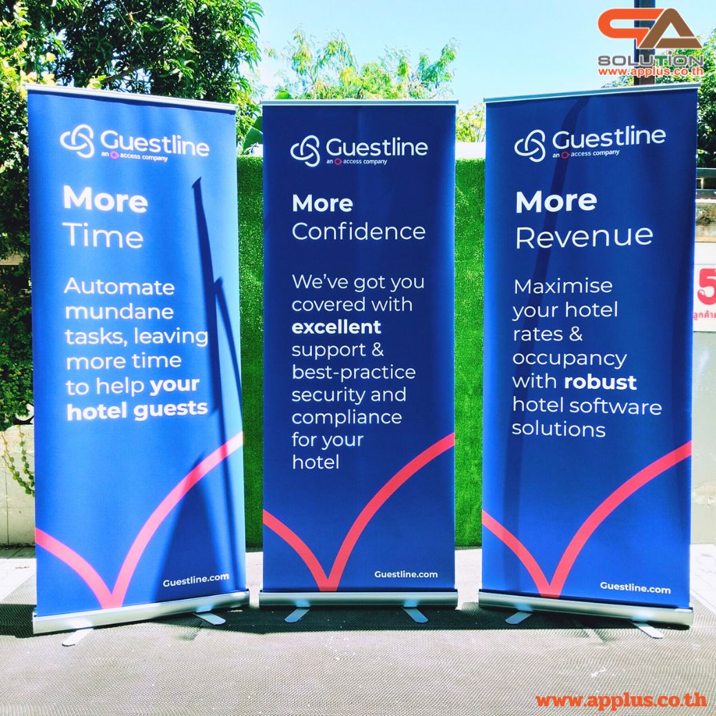 ROLL UP GRADE A โรลอัพ ขนาด 80x200 ซม. โครงสร้างอะลูมิเนียมอย่างดี แข็งแรง ทนทาน ม้วนเก็บได้ พกพาสะดวก