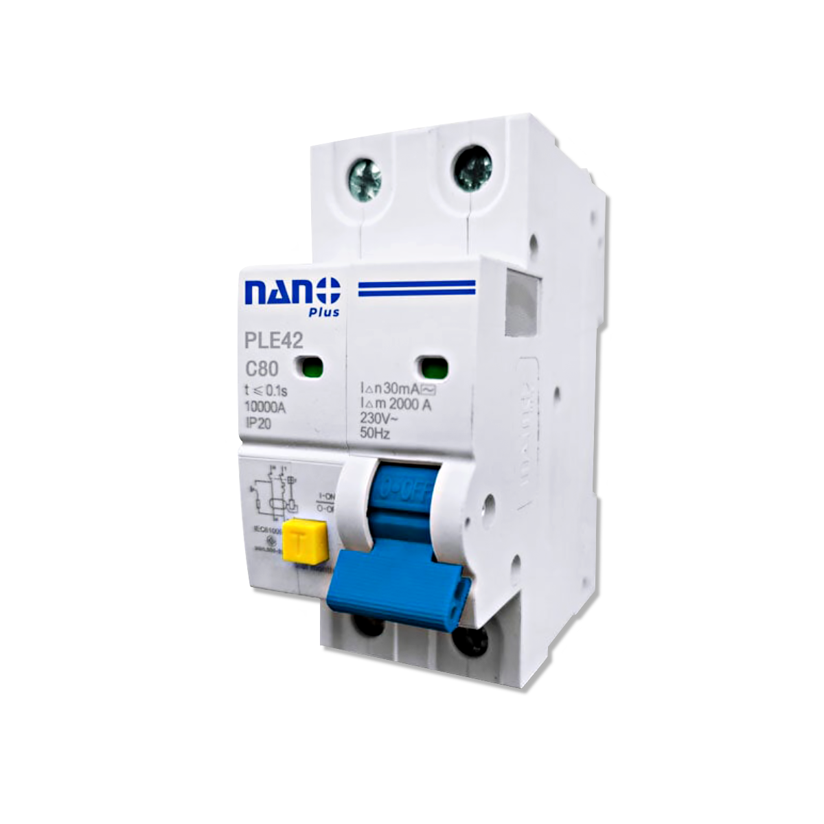 NANO เซอร์กิตเบรกเกอร์กันดูด NANO PLUS 2P 80A 10kA