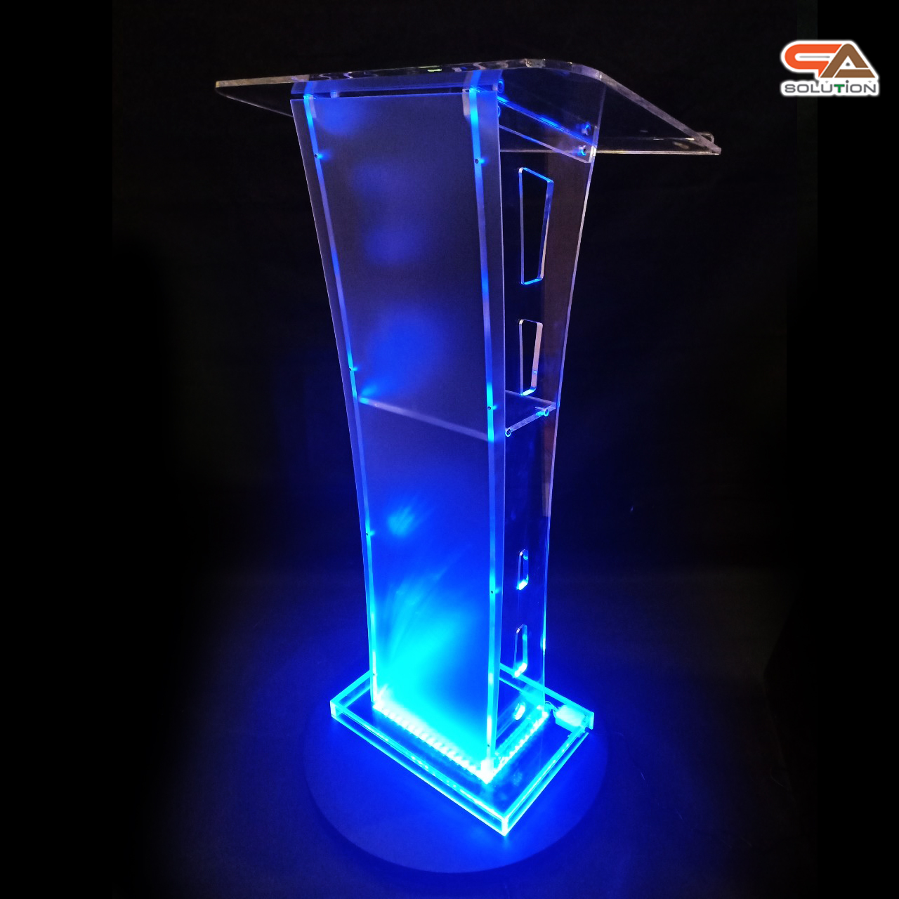 โพเดียมอะคริลิค เรืองแสงLED เปลี่ยนสีได้ พร้อมรีโมท TOP เอียงพร้อมกันตก ขนาด(W)60 x (L)40 x (H)114 cm.
