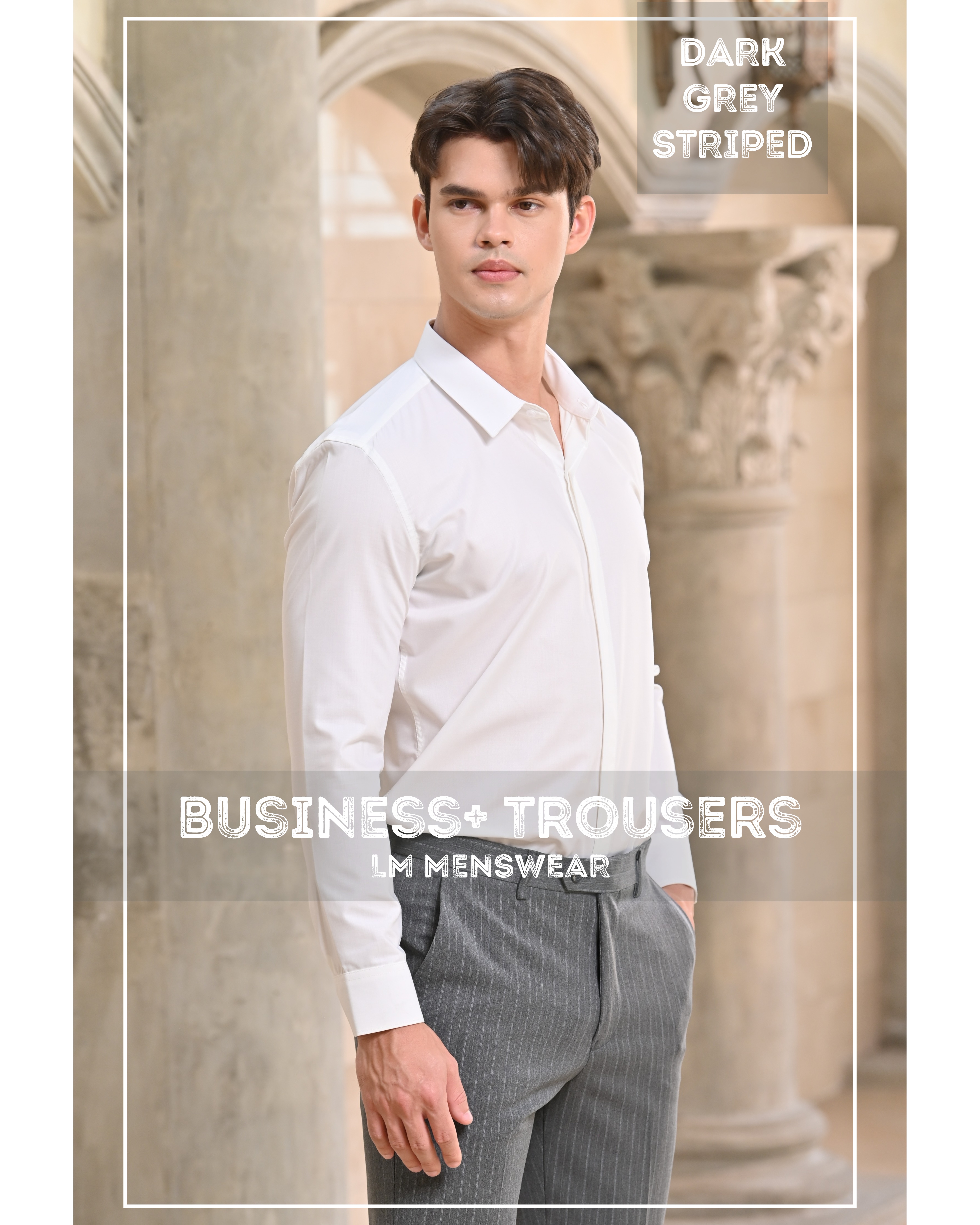Business Striped Trousers กางเกงสแลคลายทาง ทรงกระบอกเล็ก