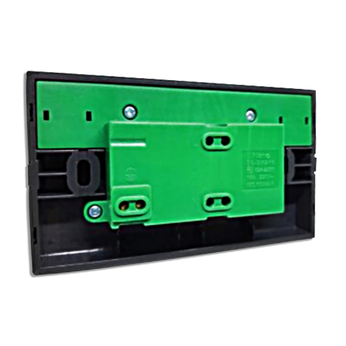 NANO ชุดเต้ารับคู่มีกราวน์+ม่านนิรภัย+สวิทซ์ควบคุมแบบมีไฟ สีดำ รุ่น SC-SW2P6-B