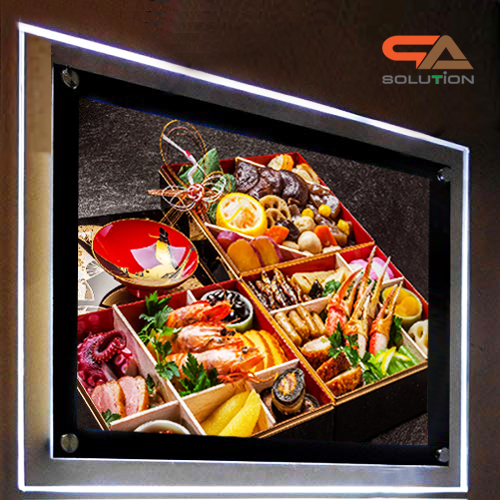 กรอบป้ายไฟ LED รุ่น Crystal LED Frame กรอบใสเรืองแสง พร้อมหมุดสแตนเลส (สั่งผลิตขนาดตามความต้องการได้)