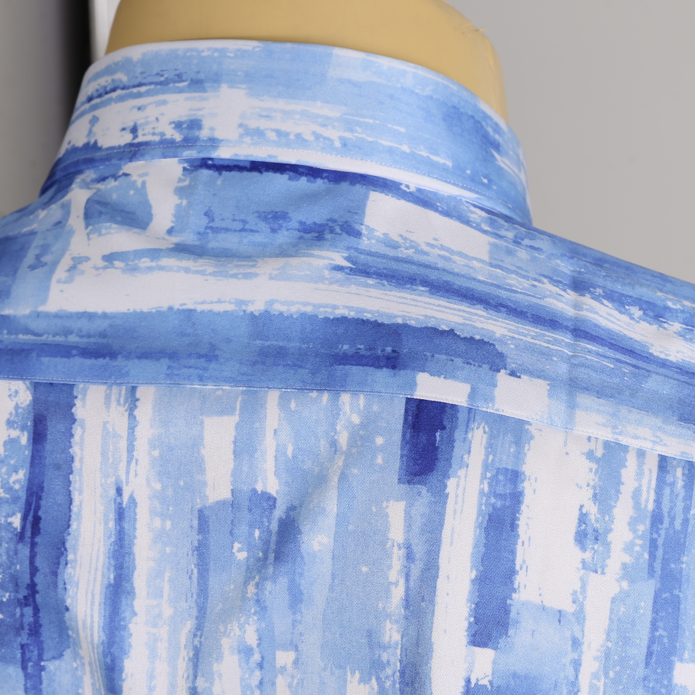 Blue White Painting Patterned Shirt