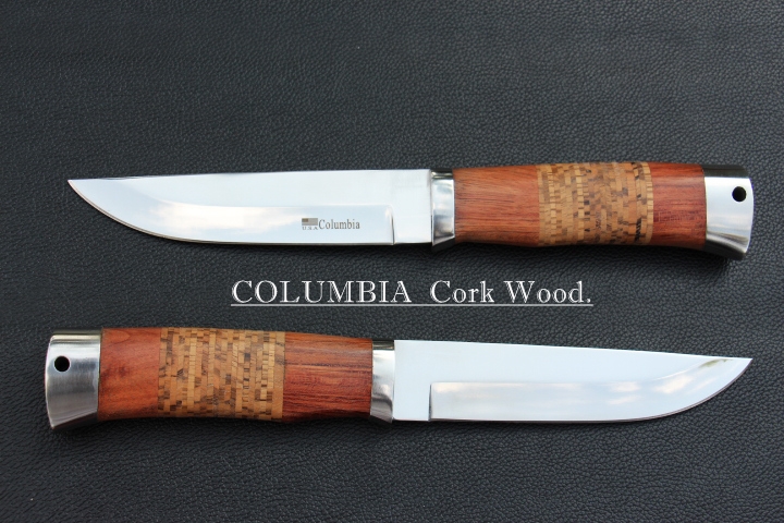 มีดใบตาย COLUMBIA CORK WOOD. ด้ามไม้ครอบสแตนเลสปัดเงา ด้ามไม้ก๊อก ขนาด 11 นิ้ว