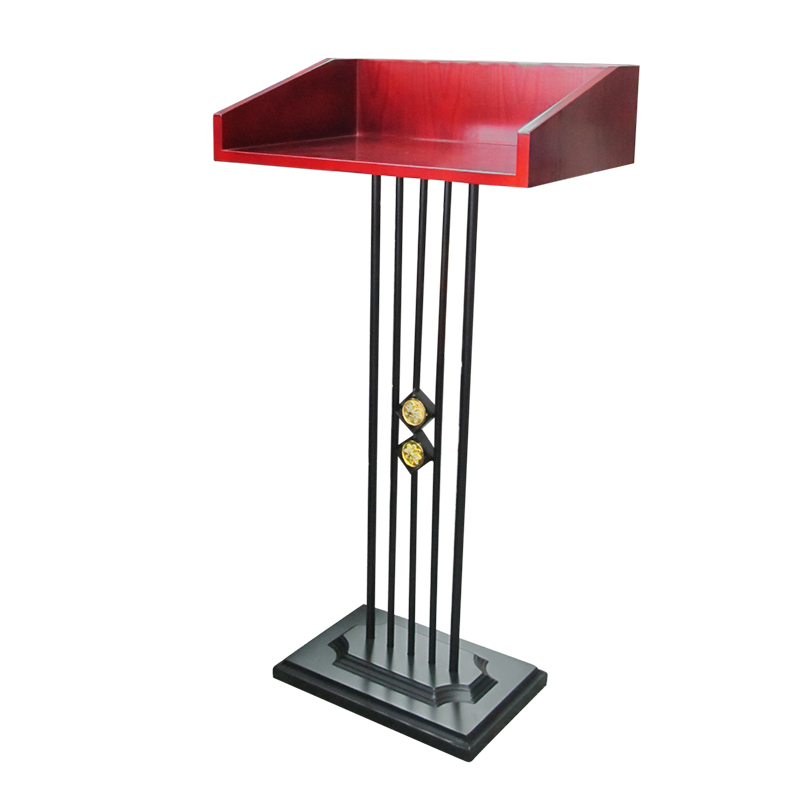 โพเดี่ยม แท่นยืนบรรยาย เสาเหล็ก 5 เส้น ตรงแท่นด้านบนเป็นไม้ 0609-082