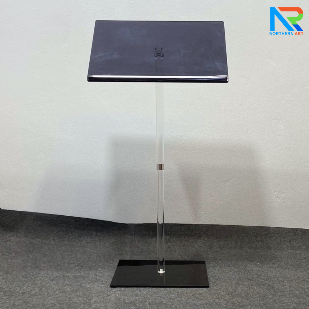 CLEARANCE SALE! เมนูสแตนด์ อะคริลิคสีดำใส TOP ปรับเอนได้ ขนาด (W)60 x (D)40 x (H)120 cm. อะคริลิคหนา 10 มม. ถอดประกอบได้