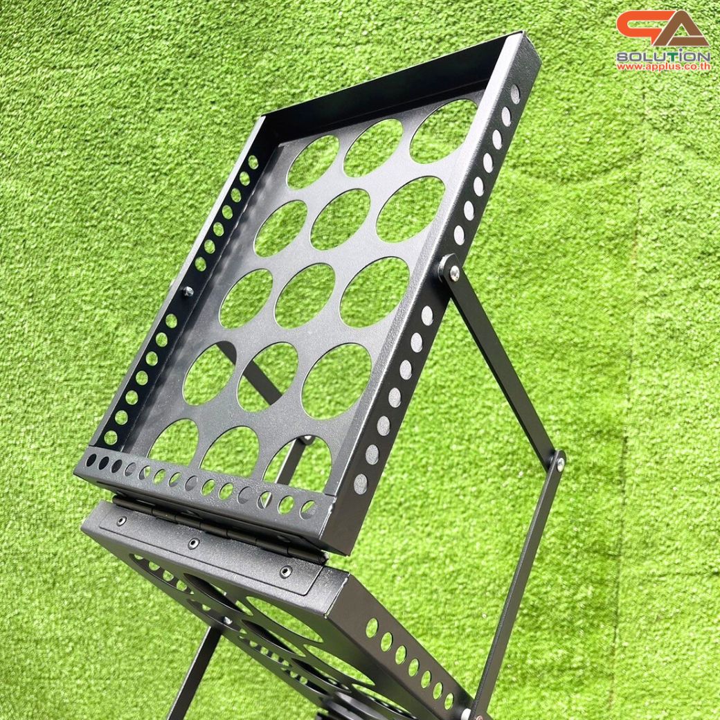 ชั้นวางโบรชัวร์เหล็ก สีดำ รุ่นพับได้ 2 ด้าน ขนาด A4 พับเก็บได้ เคลื่อนย้ายสะดวก พร้อมกระเป๋า 1 ใบ