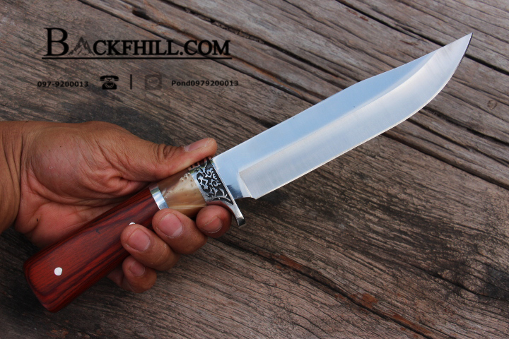 มีดใบตาย COLUMBIA รุ่น K325A ด้ามจับ ลายคลาสสิค ไม้อย่างดี พร้อมซองไนลอน