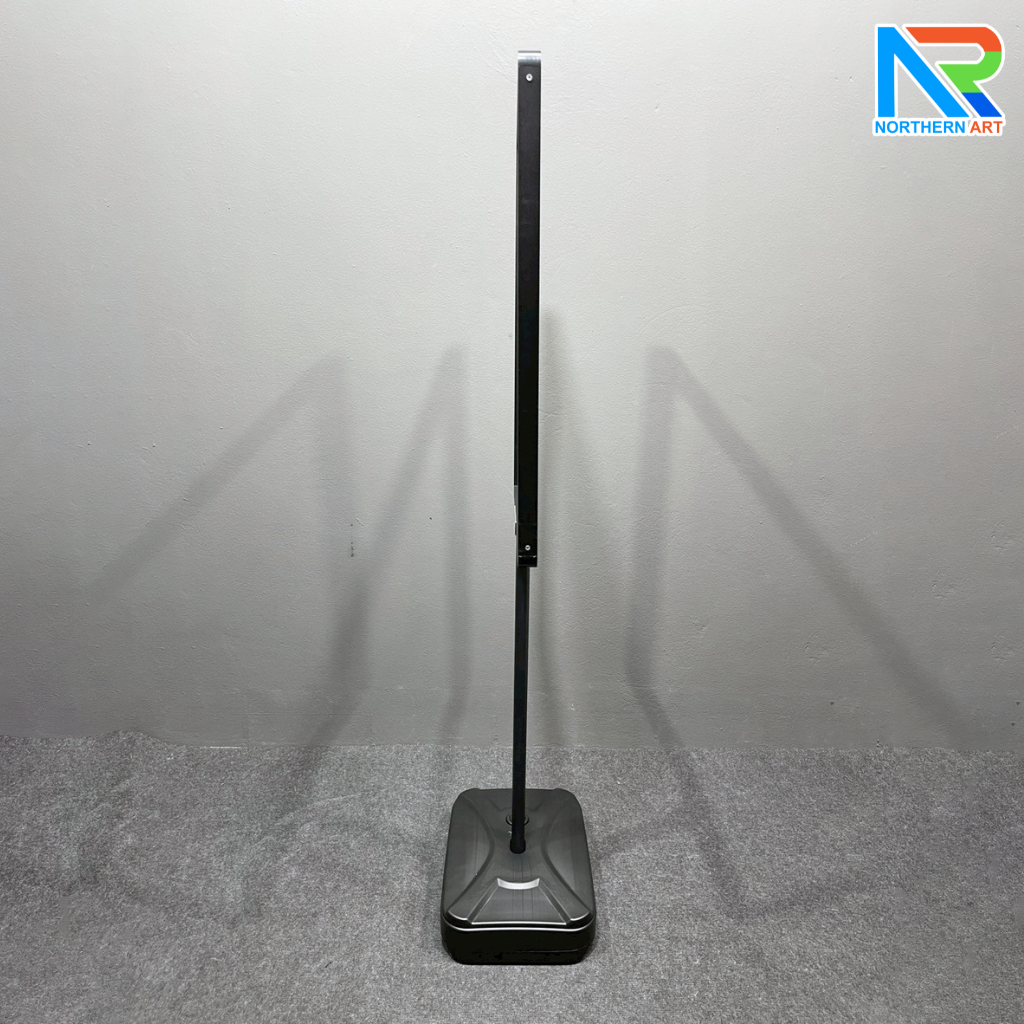 โปสเตอร์สแตนด์เหล็ก ฐานน้ำ สีดำ (W)52.5 x (L)72.7 x (H)150 cm. สอดงานด้านบน โชว์งานพิมพ์ 2 ด้าน