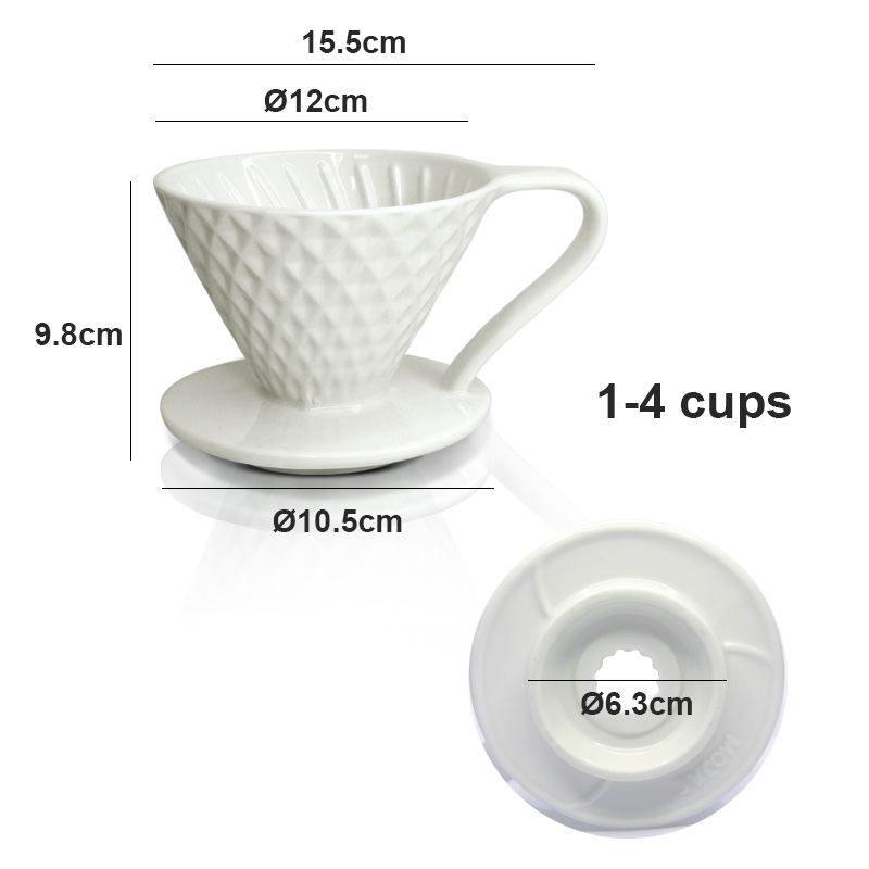 V60 ceramic Coffee filter cup 1-4 cups-Diamond-shape