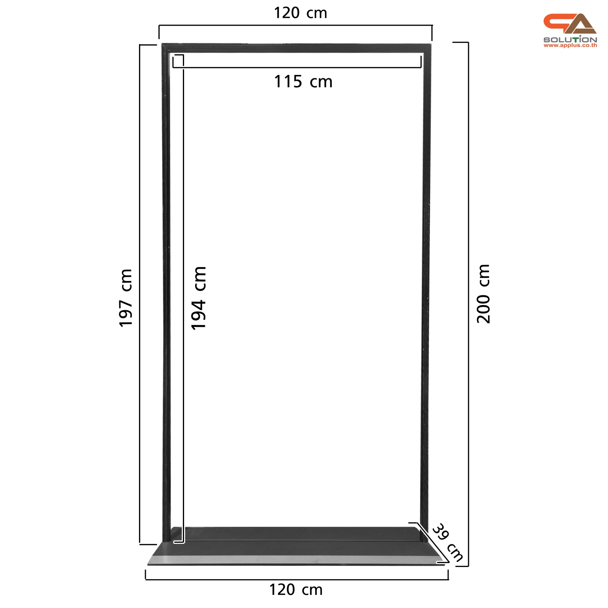 ป้ายตั้งพื้น ฐานเหลี่ยม สีดำ ขนาด (W)120 x (H) 200 cm. โชว์งานพิมพ์ 2 ด้าน ถอดประกอบได้ เคลื่อนย้ายสะดวก