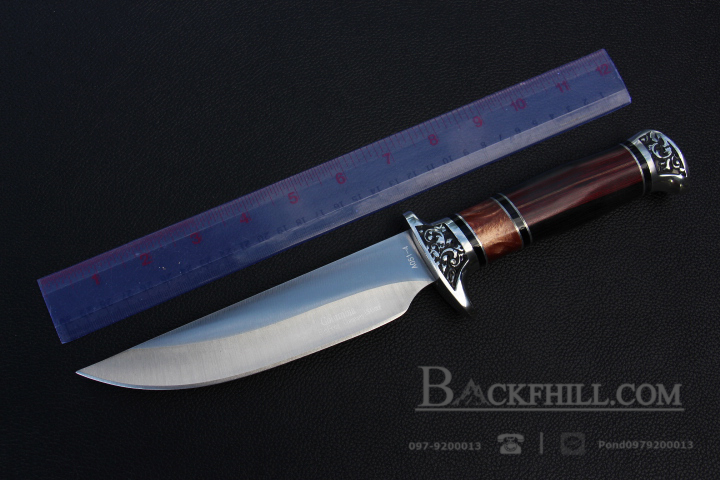 มีดใบตาย COLUMBIA รุ่นA051-4 มีดทรงโรมัน ด้ามจับ ลายคลาสสิค ไม้อย่างดี พร้อมซองไนลอน