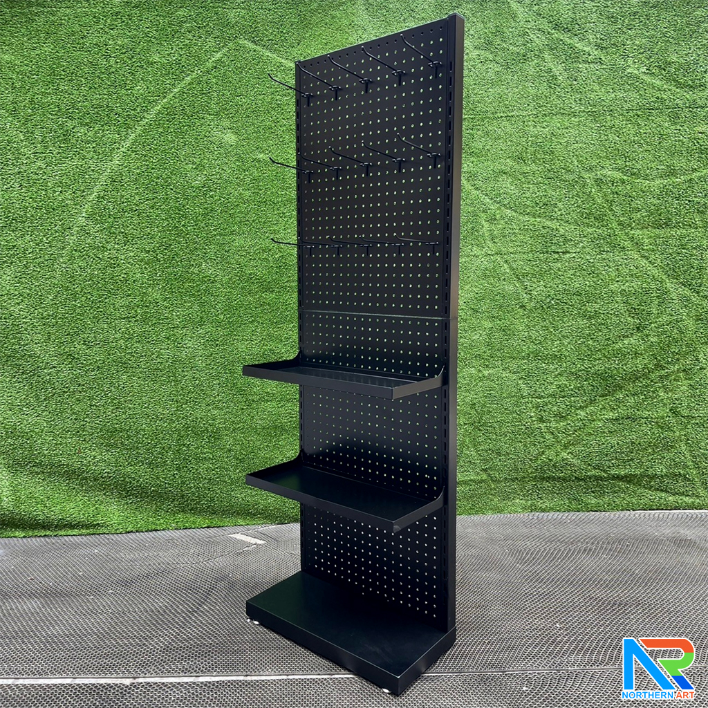 เช่าชั้นวางสินค้าเหล็ก ขนาด(W)50 x (D)25 x(H)150 cm. สีดำ ปรับจำนวนชั้นและขอแขวนได้ตามความต้องการ