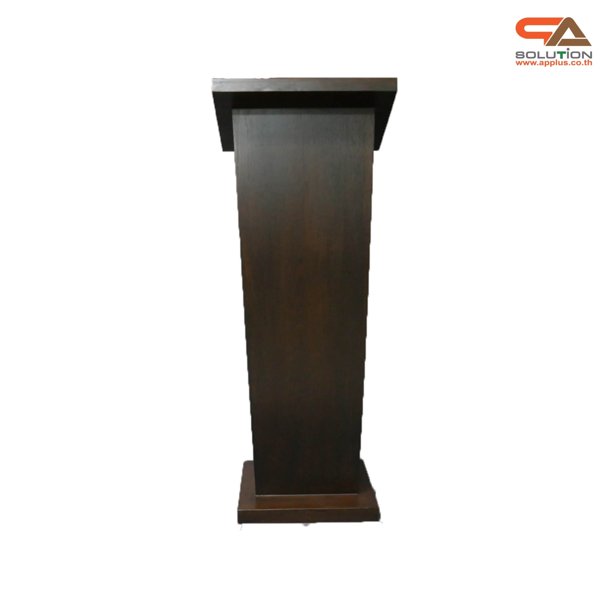 โพเดียมไม้ สีโอ๊ค ขนาด (W) 50 x (L) 40 x (H) 120ซม.TOP เอียง พร้อมชั้นวางของ