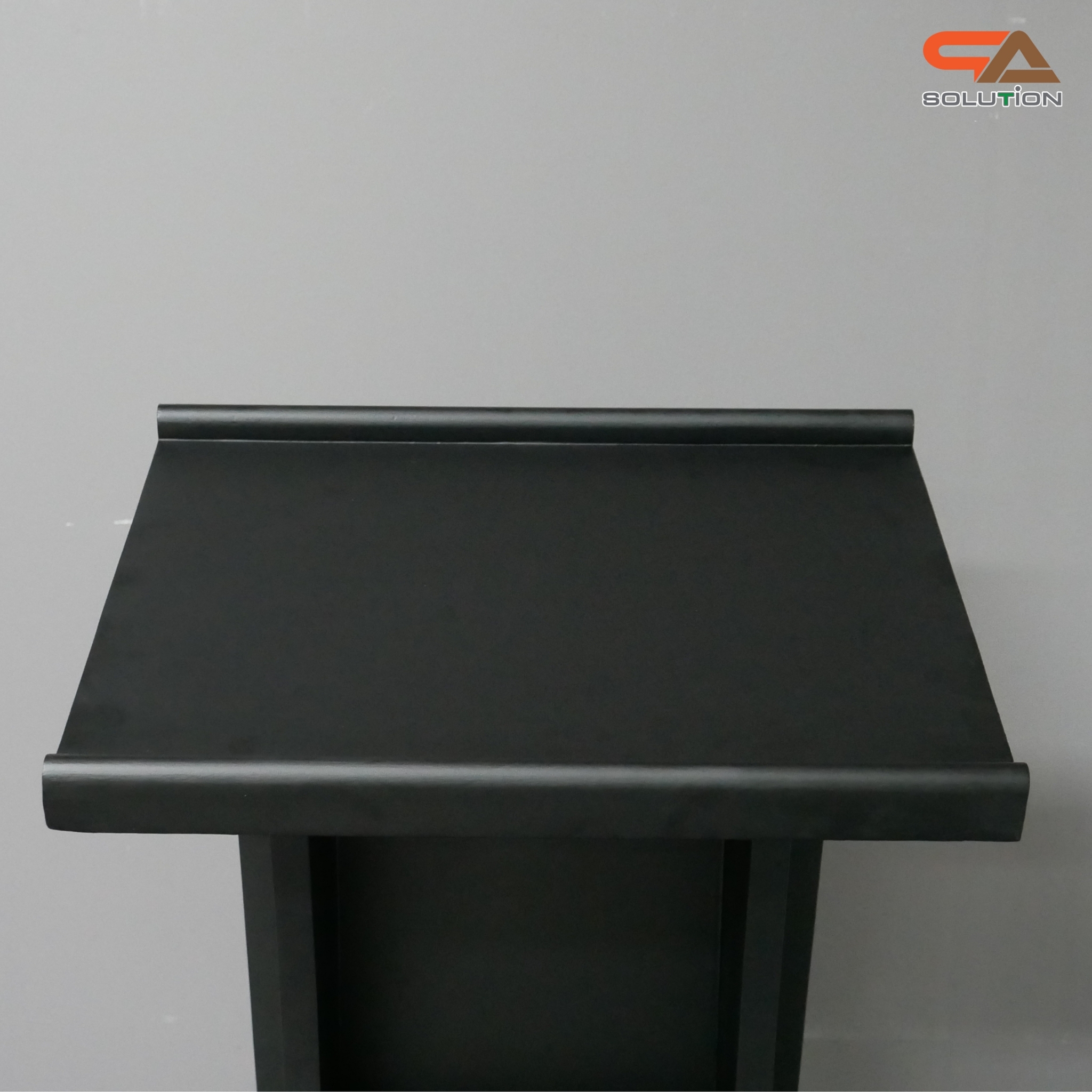 โพเดียมไม้ สีดำ ขนาด (W) 50 x (L) 40 x (H) 120ซม.TOP เอียง พร้อมชั้นวางของ