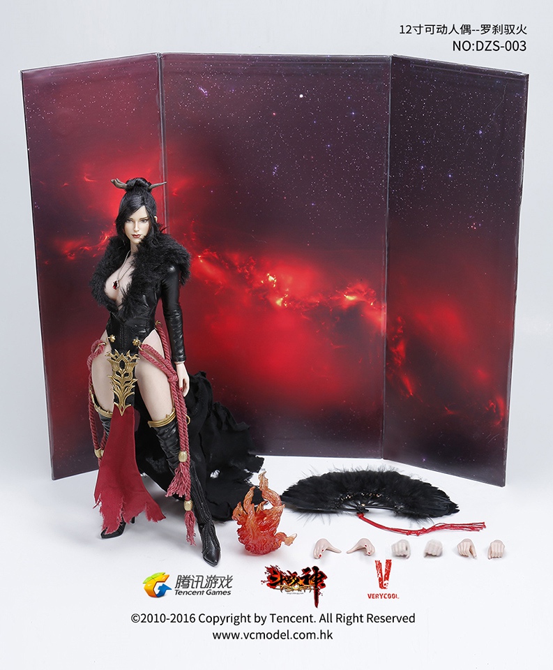VERYCOOL DZS-003 + VCF-2028 1/6 “Dou Zhan Shen” Series of Tencent Game - RAKSA + Stone-Shaped Display Stand