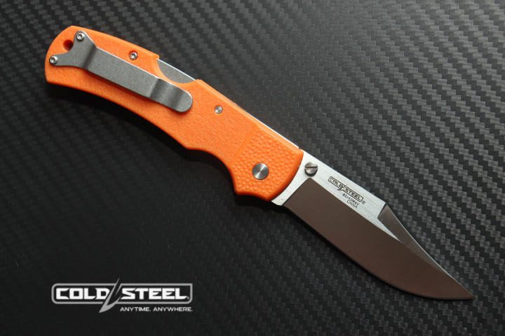 มีดพับนายพราน cold steel รุ่น DOUBLE SAFE HUNTER ใบมีด 8cr13 Mov ทรงโบวี ( AAA ) ด้ามส้ม