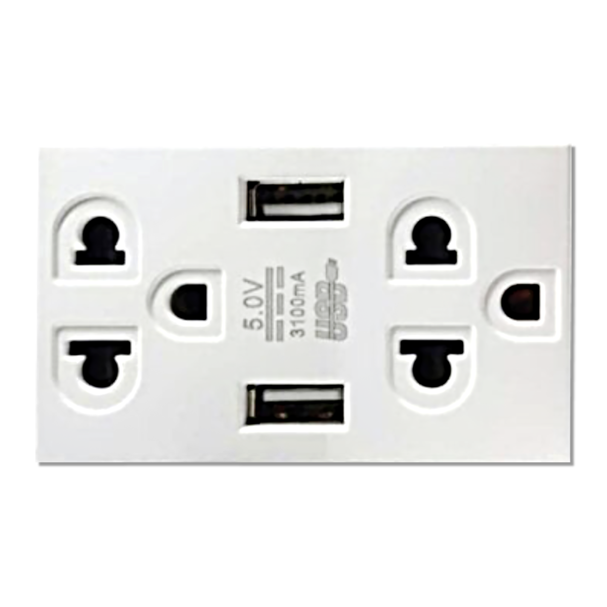 NANO เต้ารับคู่มีกราวน์ และม่านนิรภัย+USB 3.1A 5V ขนาด 2 ช่อง Urban series สีขาว รุ่น UR-P604UW