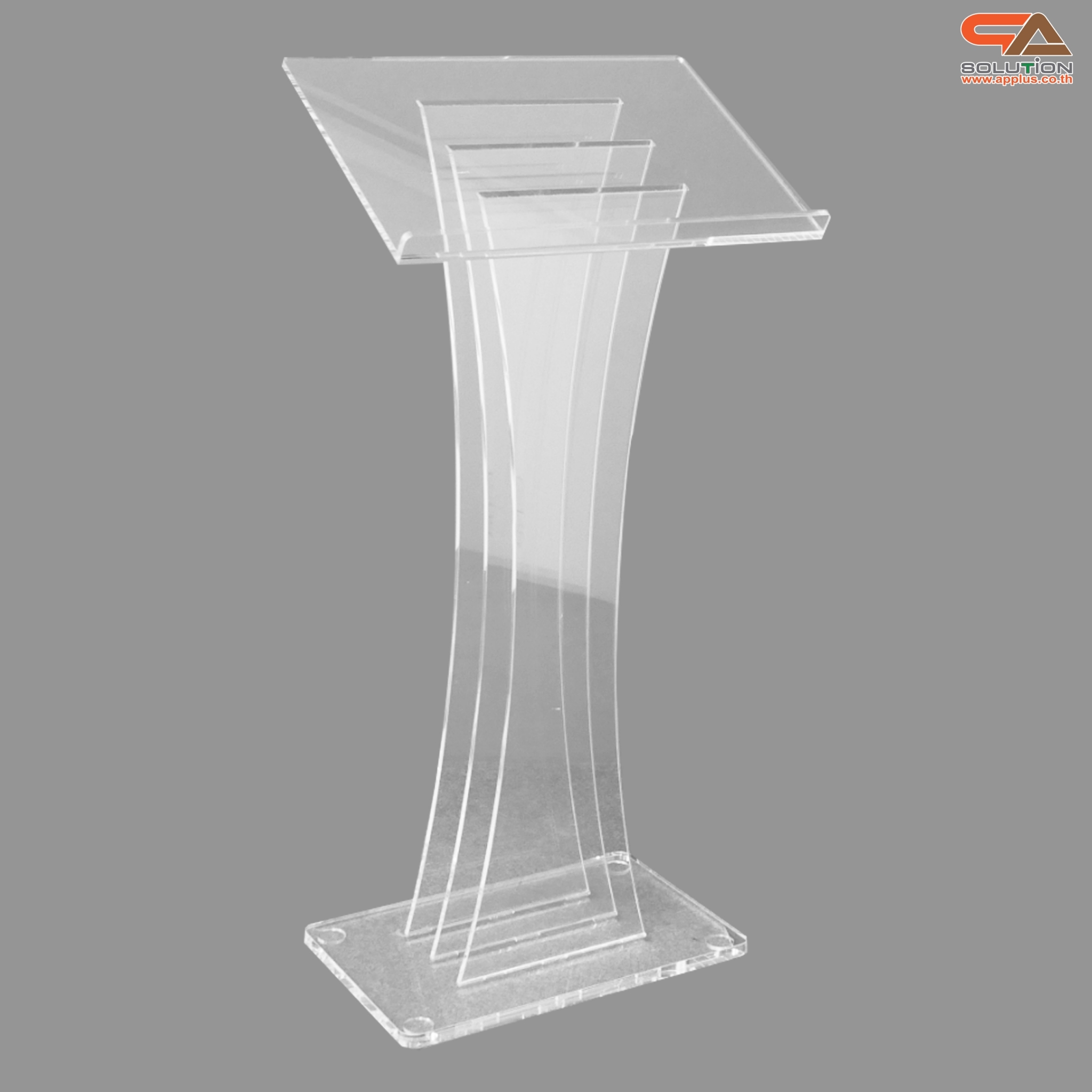 โพเดียม อะคริลิคใส AC-02 ขนาด(W)60 x (L)40 x (H)123 cm. TOP เอียงพร้อมกันตก วัสดุอะคริลิคใส หนา 10-20 มม.