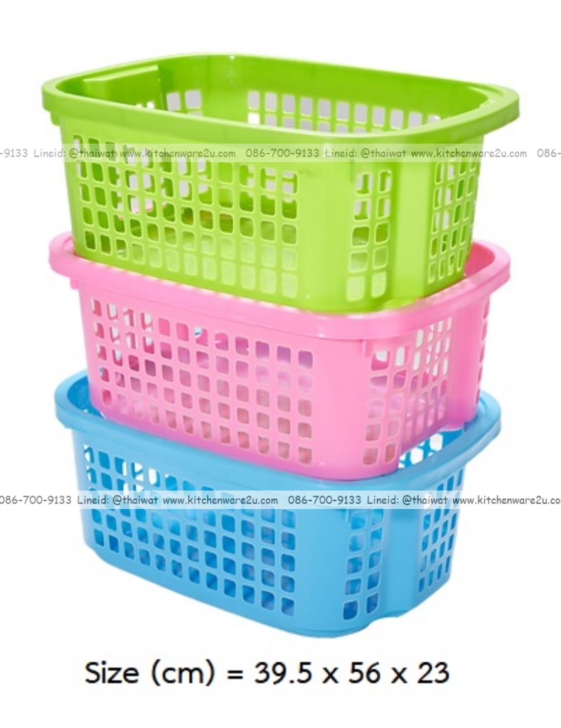 P12639 ตะกร้าเหลี่ยม เอนกประสงค์ (39.5*56*23 cm) ต่อซ้อนได้ สีหวาน No.9887 ราคาขายส่งต่อ 1 โหล : 12 ใบ : เฉลี่ย 70 บต่อใบ