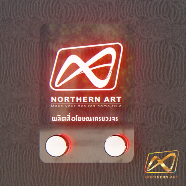 Clearance Sale! หมุดลอยLED หมุดมีไฟ หมุดยึดป้ายอะคริลิค ไฟLED แสงสีแดง 1 ชุด มี 2 หมุด ไม่รวมแผ่นอะคริลิค