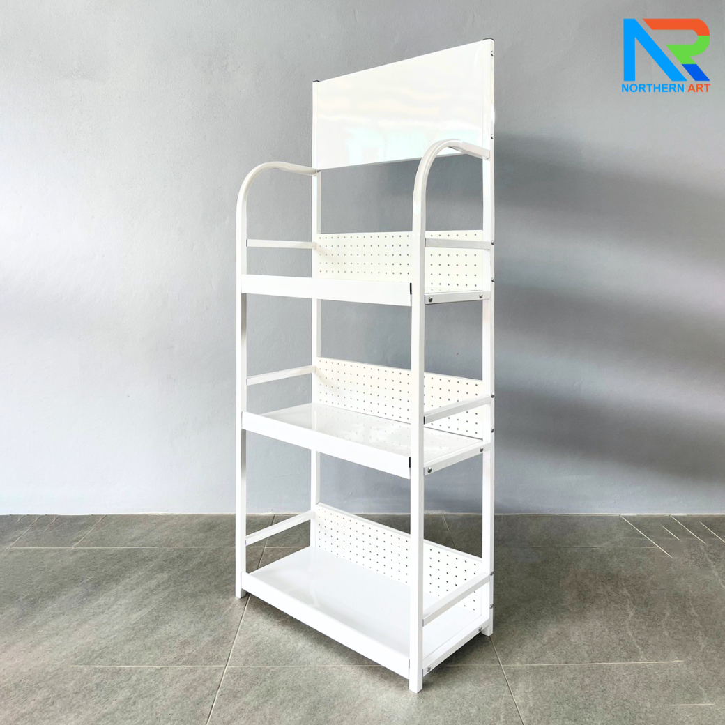 ชั้นวางสินค้าเหล็ก 3 ชั้น สีขาว ขนาด (W)60 x (D)30 x (H)150 ซม. ถอดประกอบได้