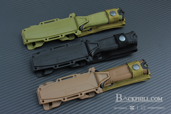 มีดใบตายสายลุย Gerber Strong Arm Semi Serrated Fixed Blade OEM สีน้ำตาล