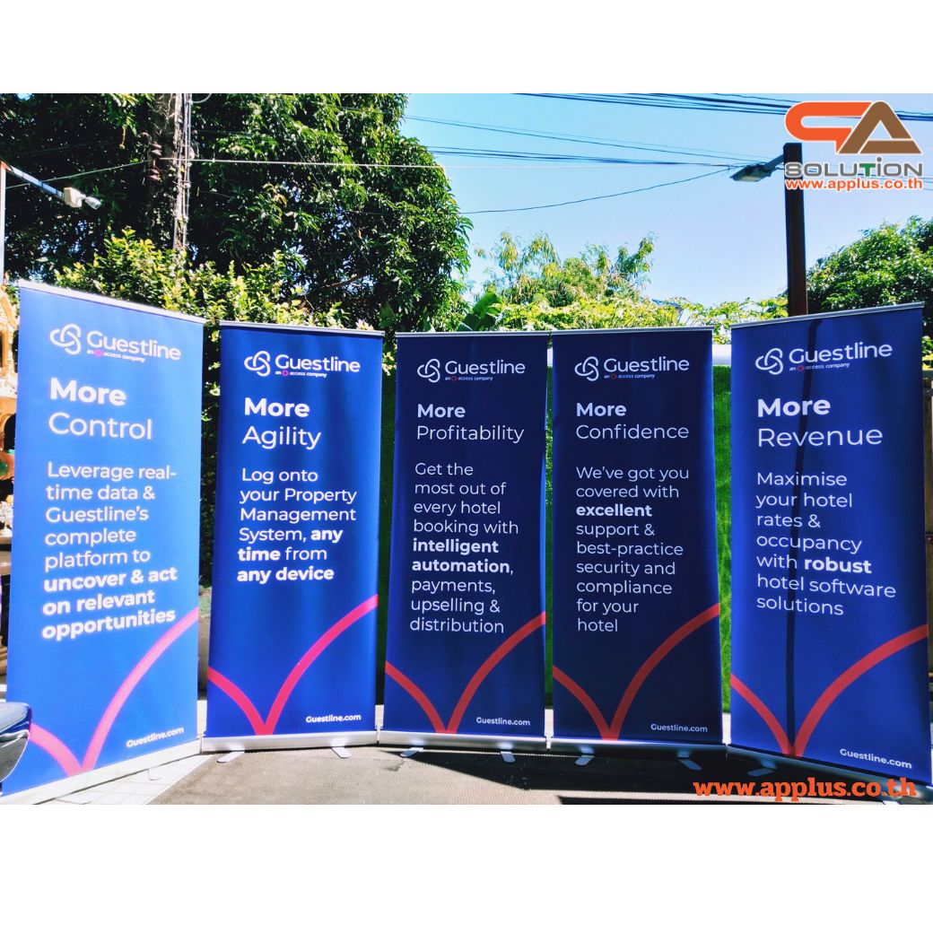 ROLL UP GRADE A โรลอัพ ขนาด 80x200 ซม. โครงสร้างอะลูมิเนียมอย่างดี แข็งแรง ทนทาน ม้วนเก็บได้ พกพาสะดวก