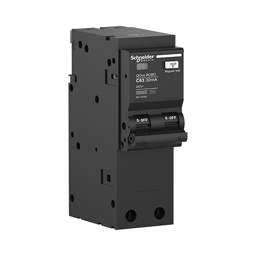 Schneider เมนเซอร์กิตเบรกเกอร์ป้องกันไฟรั่ว/ไฟดูด QOvs RCBO 2P 10kA ชนิด 2 pole