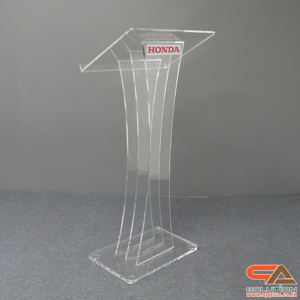 โพเดียม อะคริลิคใส AC-02 ขนาด(W)60 x (L)40 x (H)123 cm. TOP เอียงพร้อมกันตก วัสดุอะคริลิคใส หนา 10-20 มม.