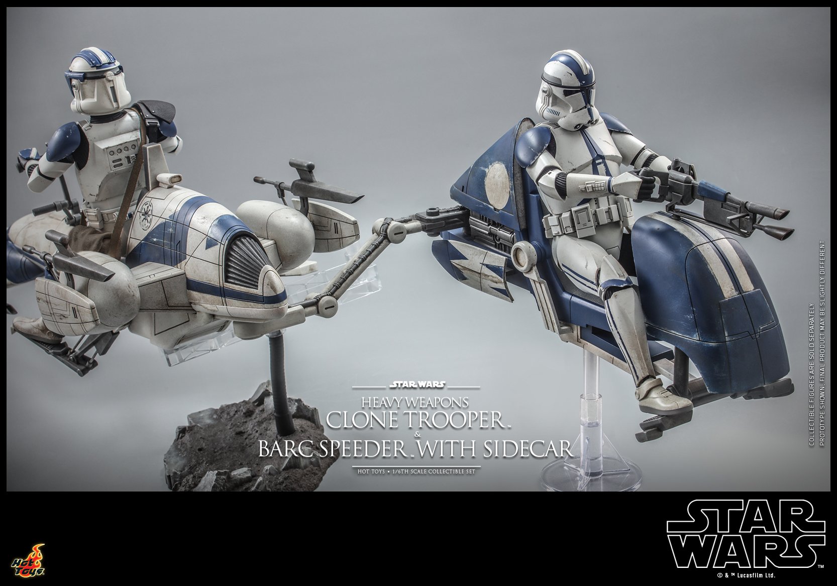 Hot Toys TMS077 1/6 Star Wars: The Clone Wars™ - Heavy Weapons Clone Trooper™ and BARC Speeder™ with Sidecar™