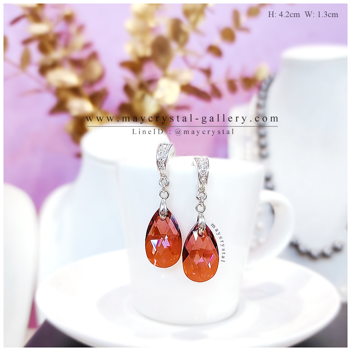 ต่างหูทรงหยดน้ำ คริสตัลแท้ จากยุโรป (Embellished with Crystals from Austria)