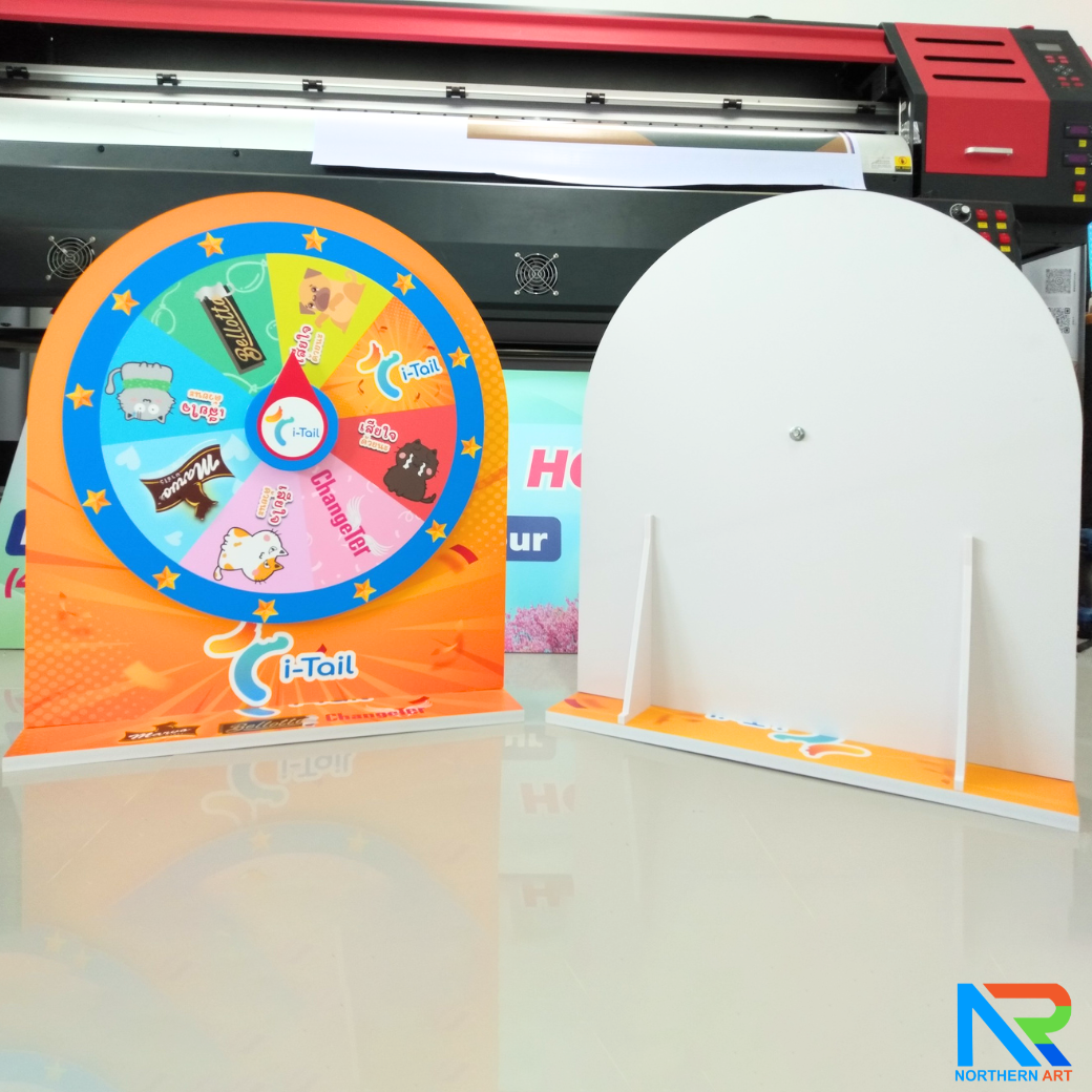 เกมส์วงล้อตั้งโต๊ะ ขนาด (W)58 x (D)20 x (H)65 ซม. วัสดุไม้MDF ปิดผิวเมลามีนสีขาว และ พลาสวูด