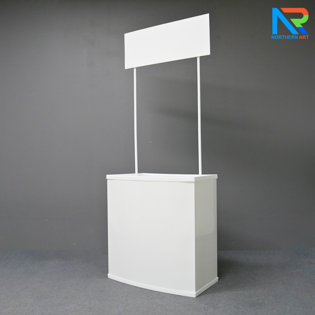 SALE ! โต๊ะชงชิม บูขชงชิม ขนาด (W)80.5 x (D)39 x (H)196.5 cm. โครงพลาสติกABS สีขาว พร้อมชั้นวางของ ถอดประกอบได้ แถมกระเป๋า 1 ใบ