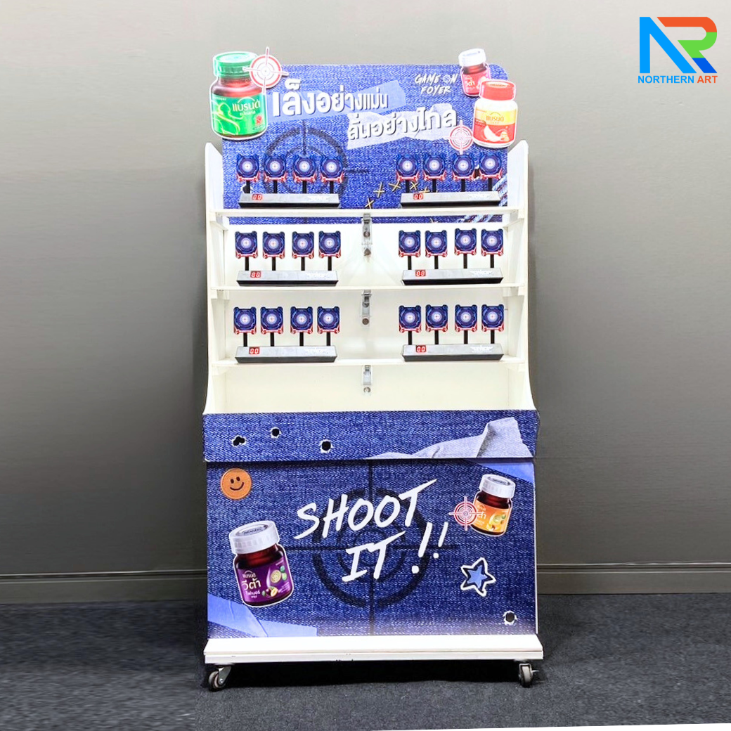 เกมส์ CARNIVAL GAME ยิงเป้า ขนาด (W) 90 x (L)50 x (H)176 cm. พร้อมเป้านิ่ง 4 เป้า จำนวน 6 ชุด ปืนกระสุนโฟม 2 ชุด